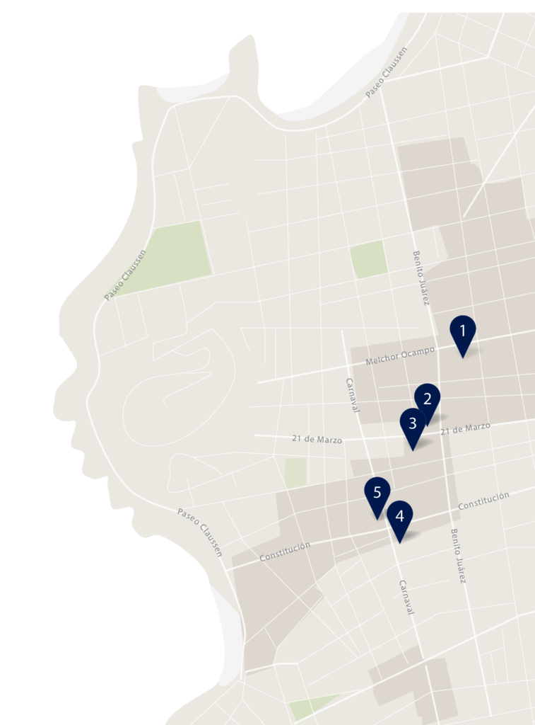 Mapa com marcadores de localização.